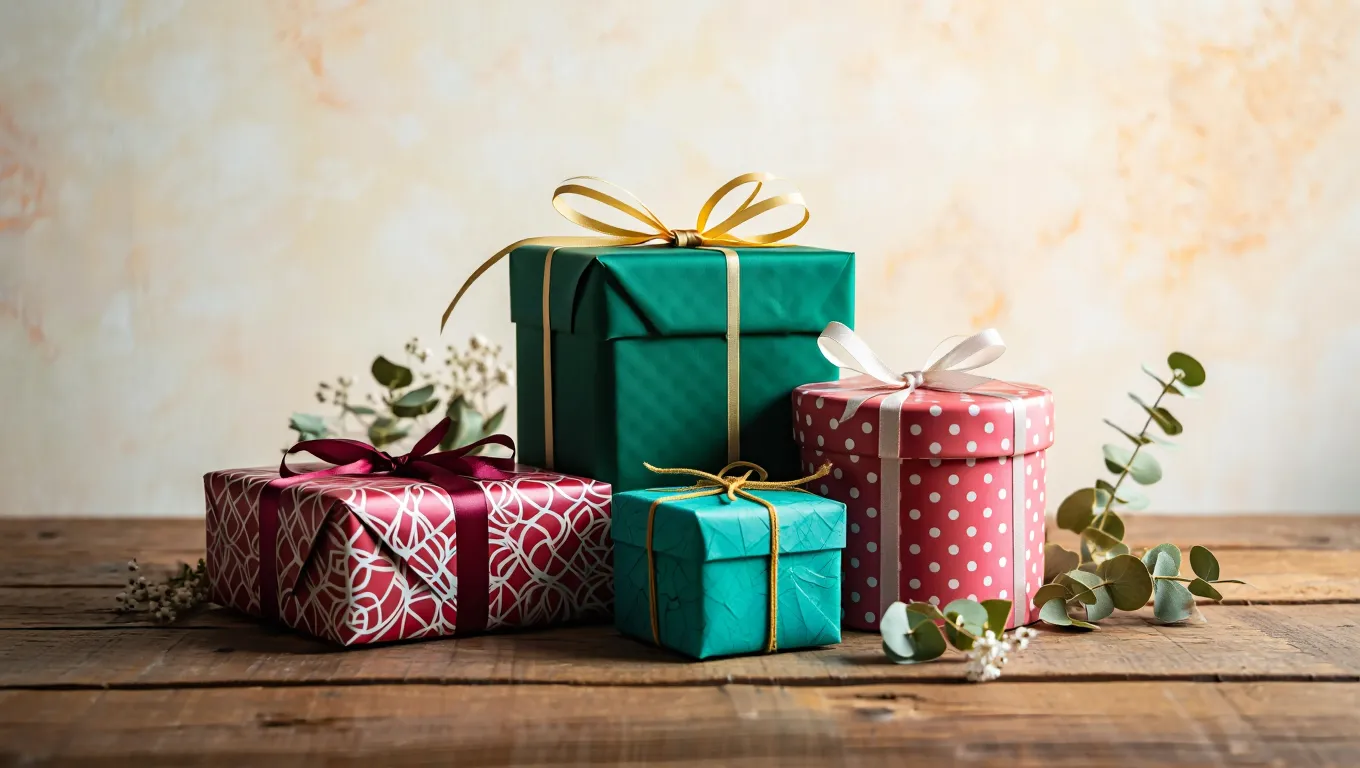 Collection of beautifully wrapped gift boxes